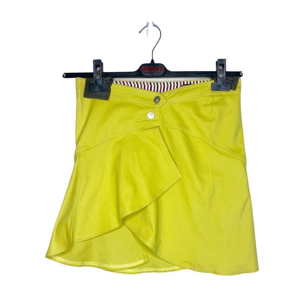 Versace Jeans Couture 2000's Tulip Hem Yellow Mini Skirt Girly Chic Size 24/38